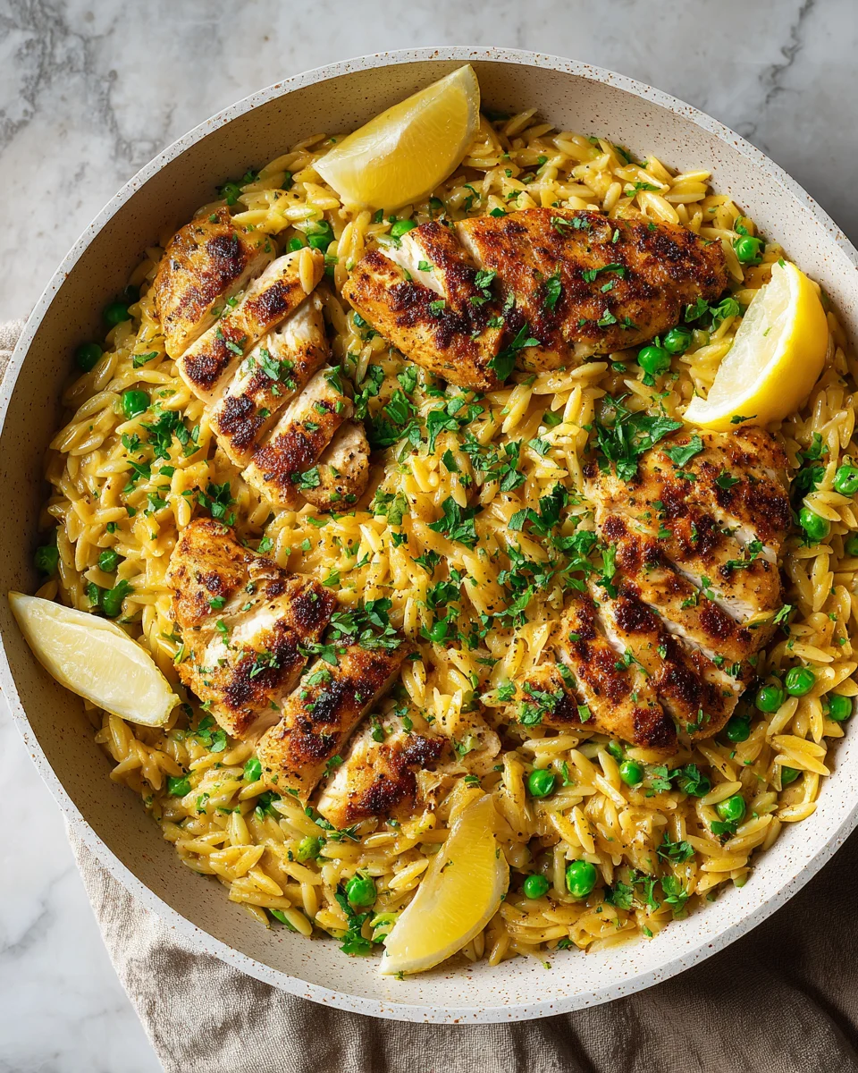 Lemon Pepper Chicken Orzo Skillet