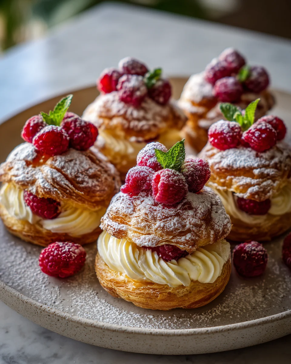 Lemon Raspberry Cream Puff Pastries