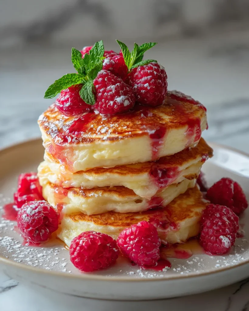 Lemon Raspberry Soufflé Pancakes