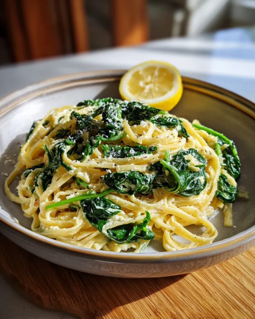 Lemon Spinach Ricotta Linguine