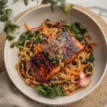 Maple Chili Glazed Salmon Noodle Bowl