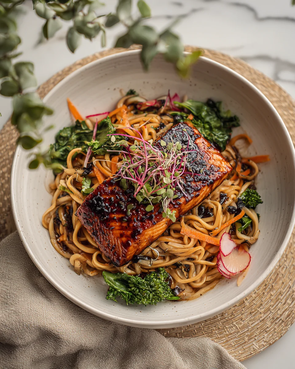 Maple Chili Glazed Salmon Noodle Bowl