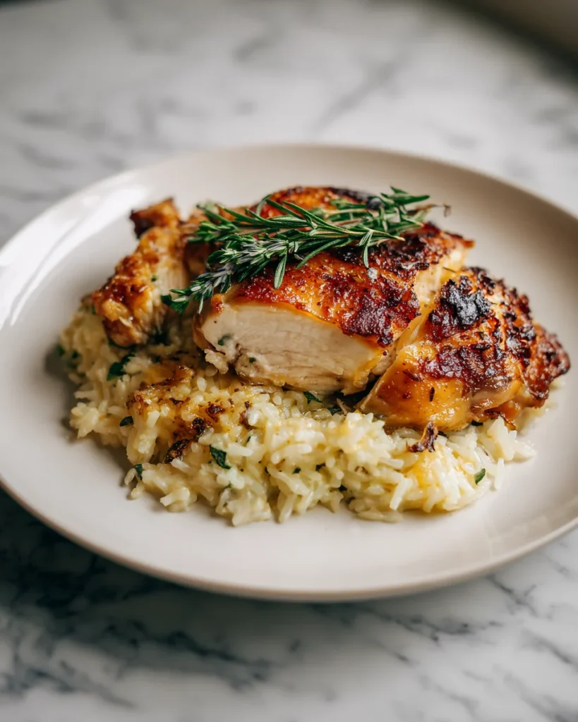 Maple Garlic Chicken Rice Bake