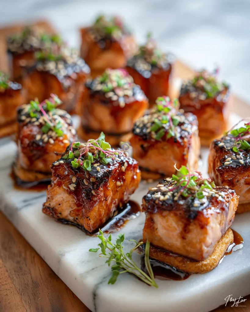 Maple Soy Glazed Salmon Bites