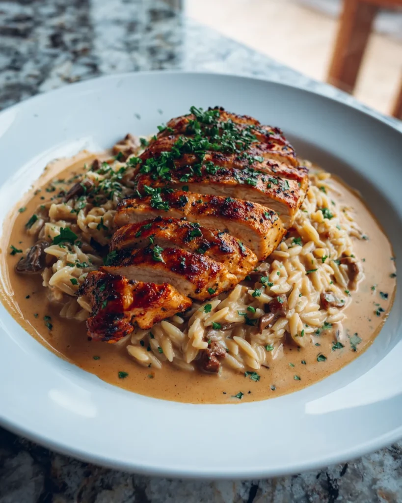 Marsala Chicken with Creamy Orzo