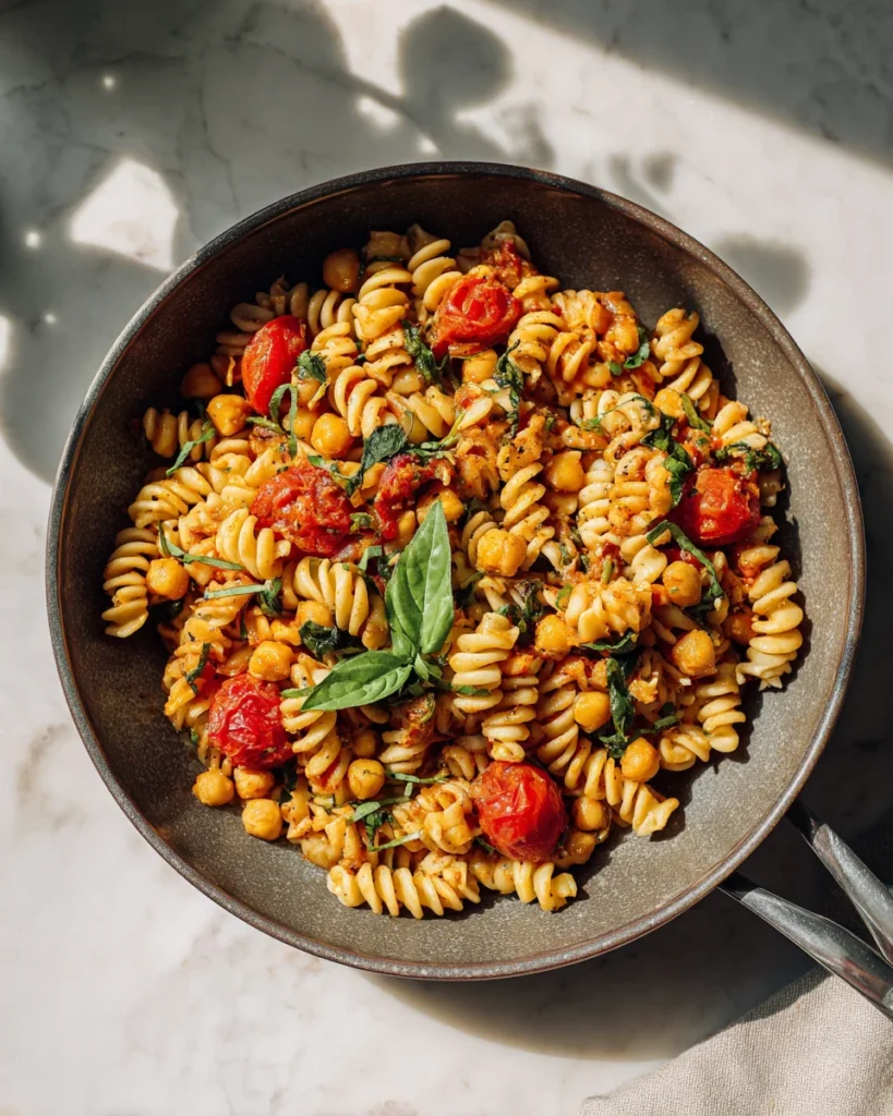 Mediterranean Chickpea Pasta Skillet