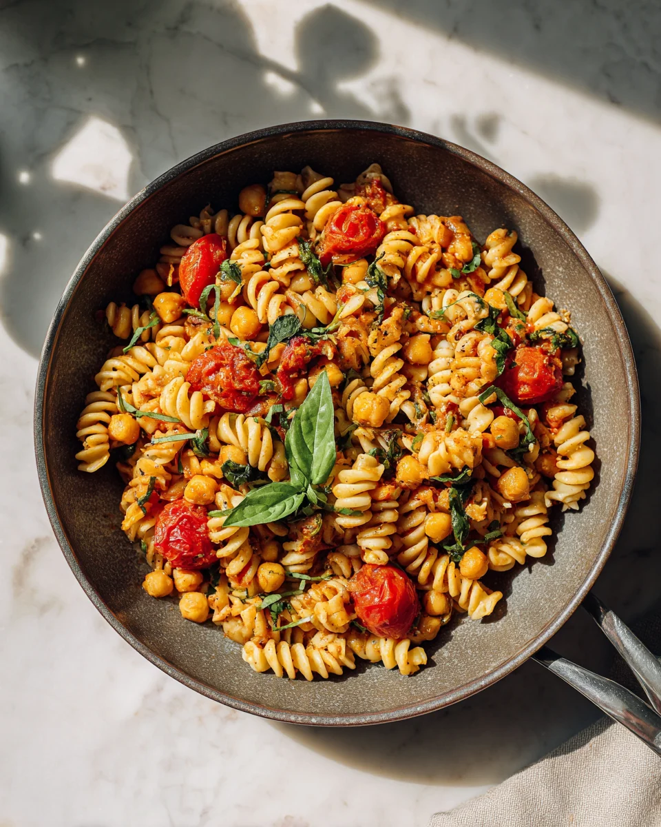 Mediterranean Chickpea Pasta Skillet