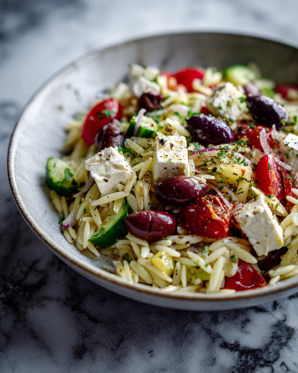 Mediterranean Feta Olive Orzo Bowl