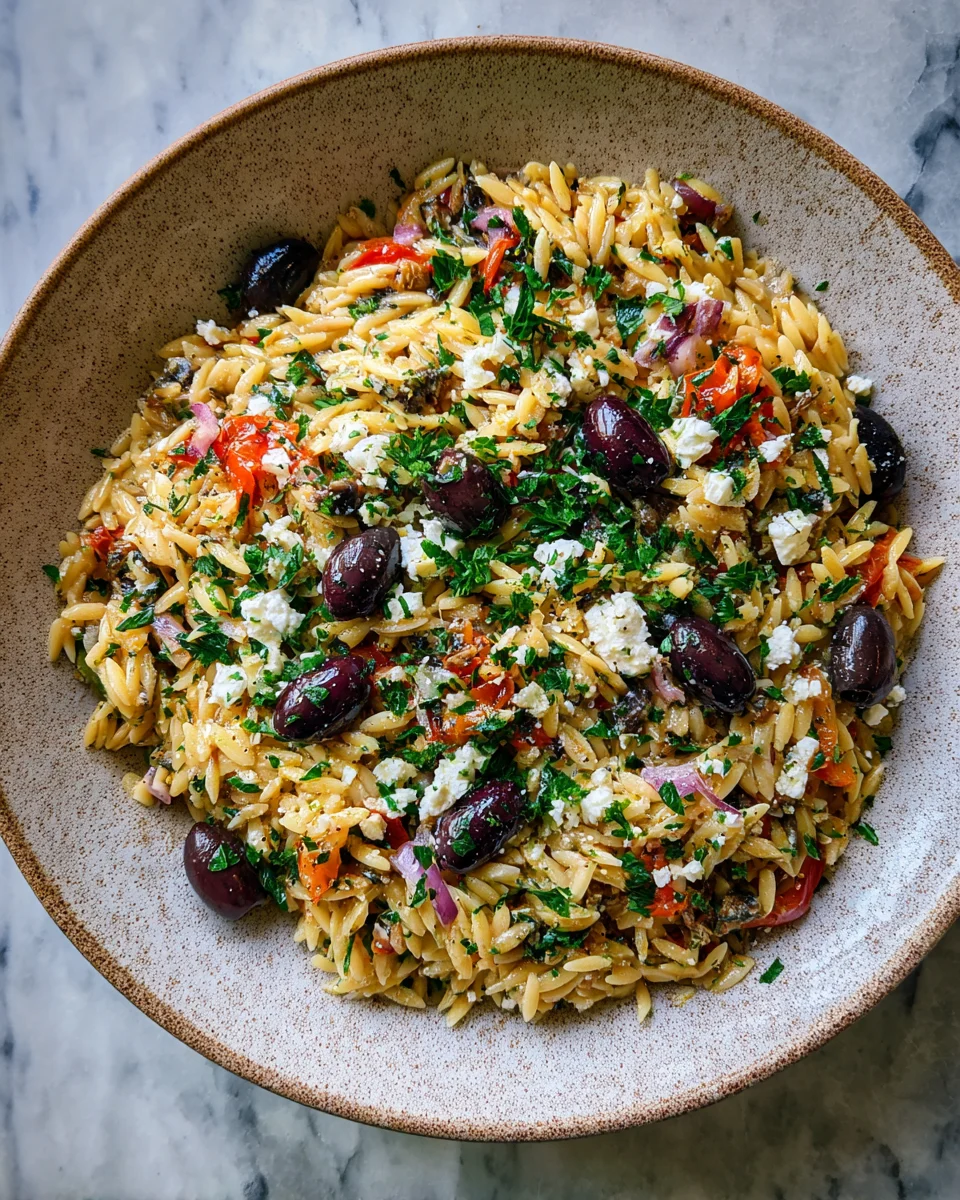 Mediterranean Feta Olive Orzo Bowl