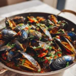 Mediterranean Garlic Mussel Skillet