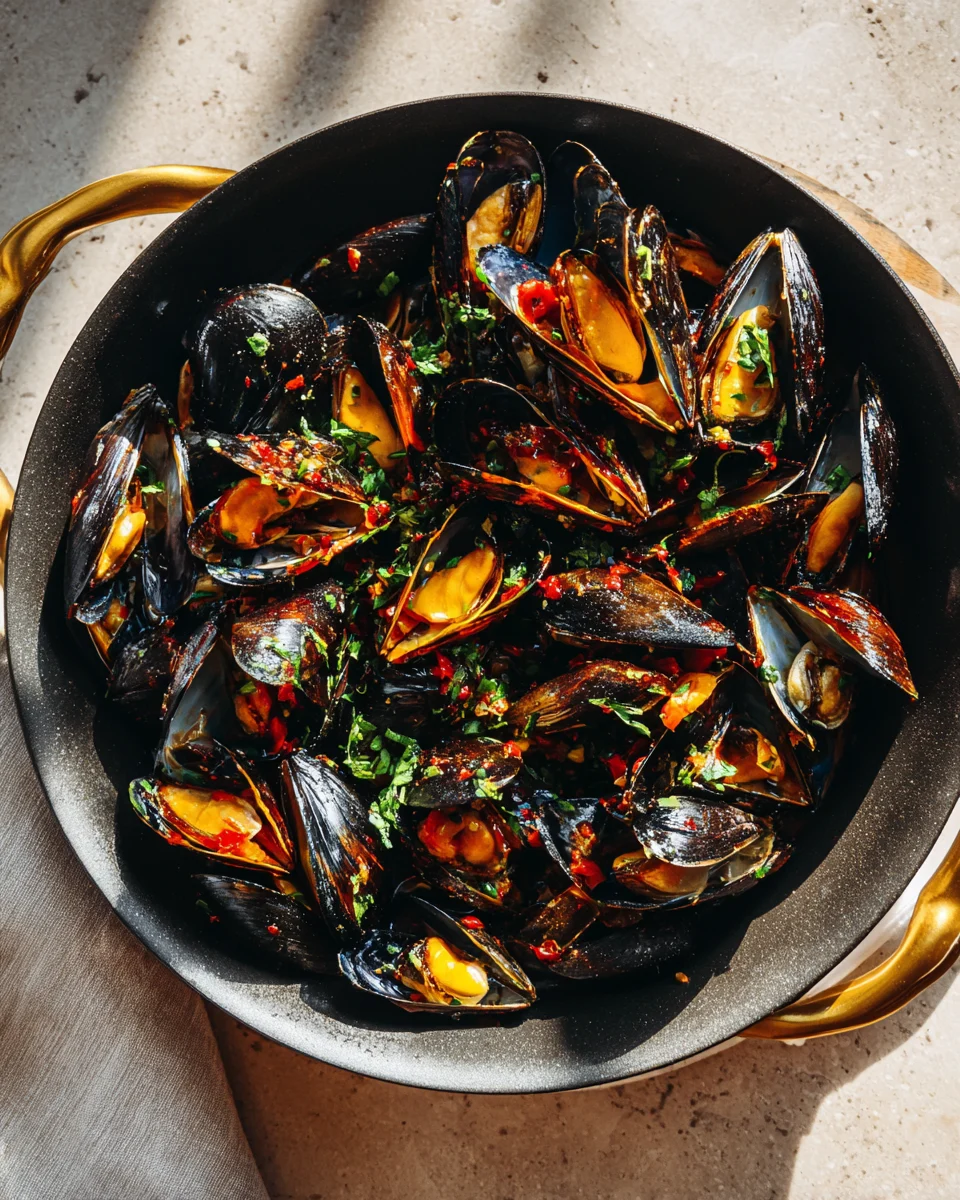Mediterranean Garlic Mussel Skillet