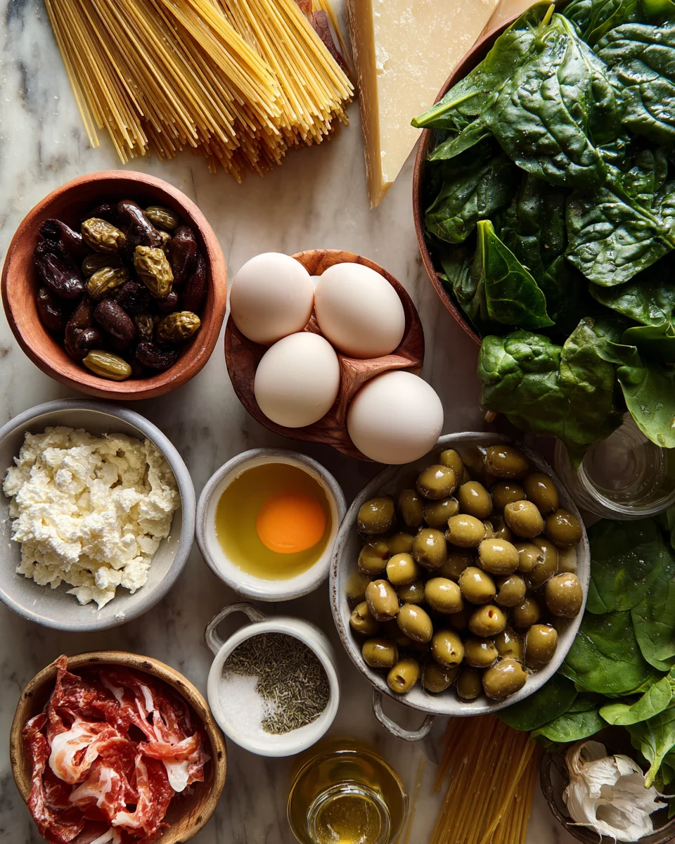 Mediterranean Spinach Olive Pasta