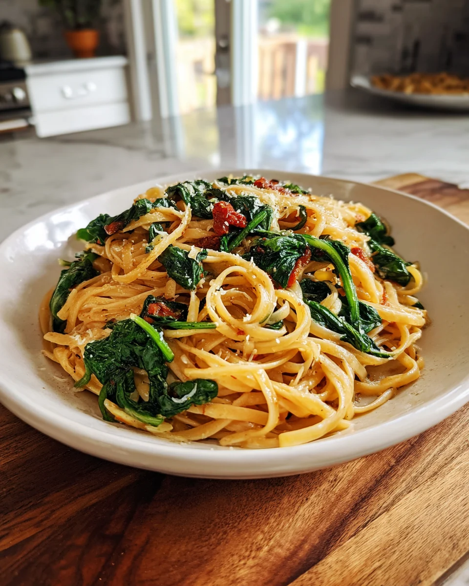 Mediterranean Spinach Olive Pasta