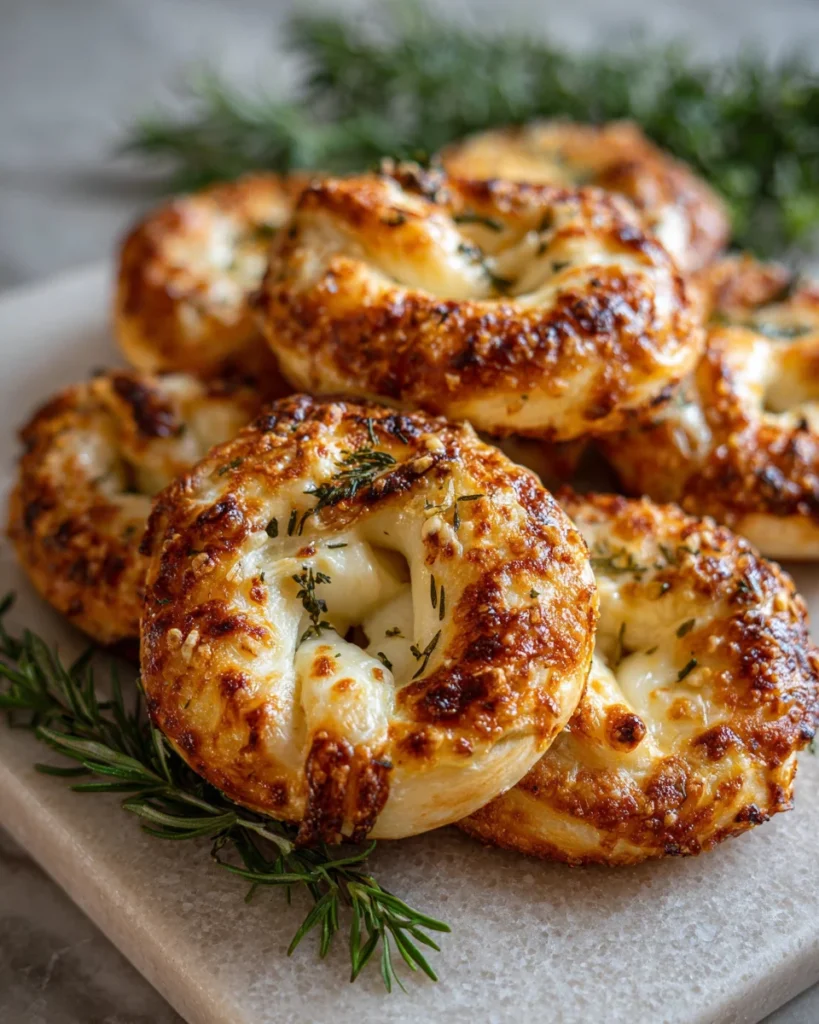 Mozzarella-Stuffed Rosemary Parmesan Pretzels