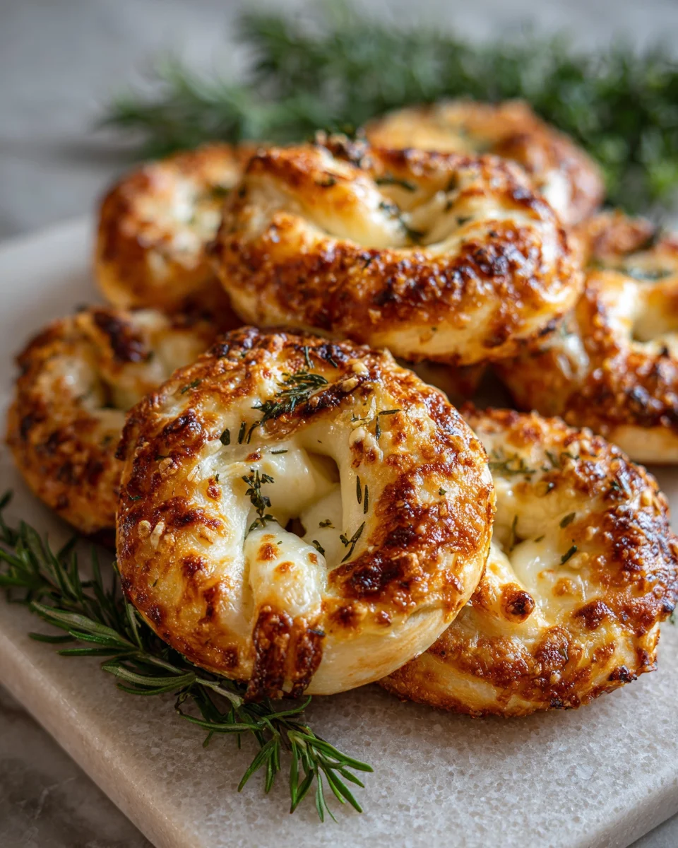 Mozzarella-Stuffed Rosemary Parmesan Pretzels
