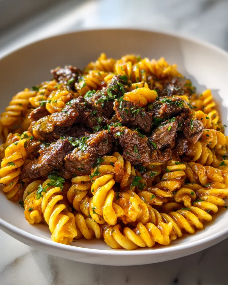One Pot Garlic Butter Beef Pasta