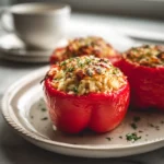 Orzo Stuffed Red Peppers with Lemon Pasta