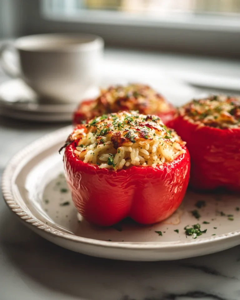 Orzo Stuffed Red Peppers with Lemon Pasta