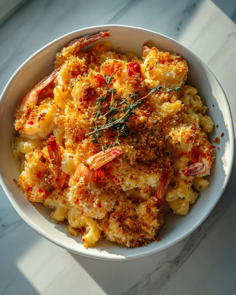 Parmesan Crusted Shrimp Mac Bake
