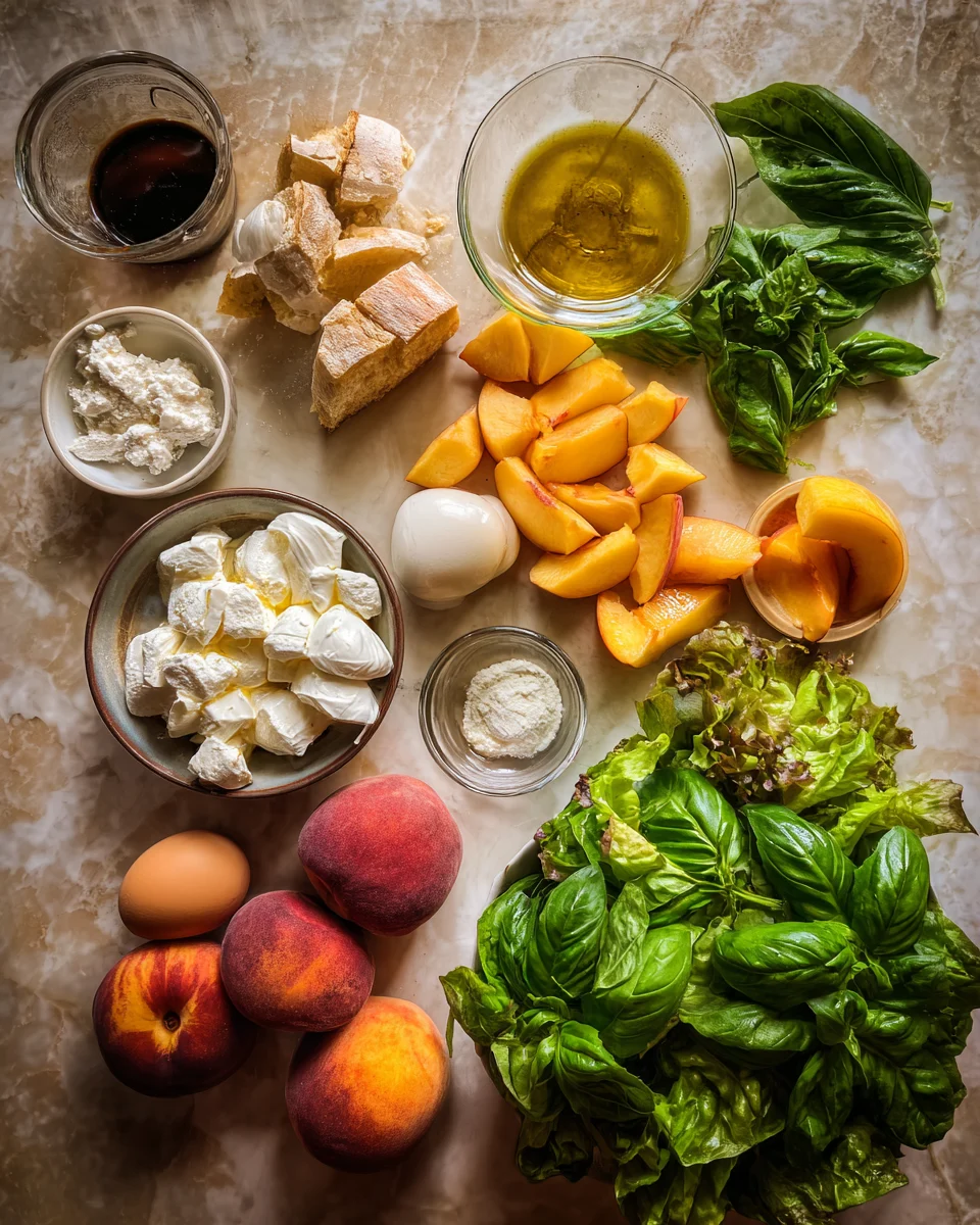 Peach Burrata Basil Summer Salad