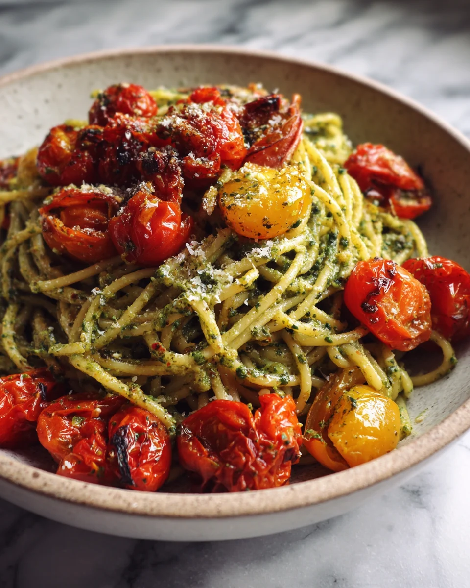 Pesto Pasta with Roasted Tomatoes