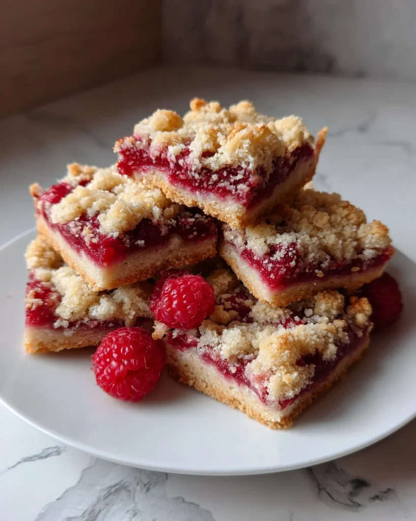 Raspberry Almond Shortbread Crumble Bars