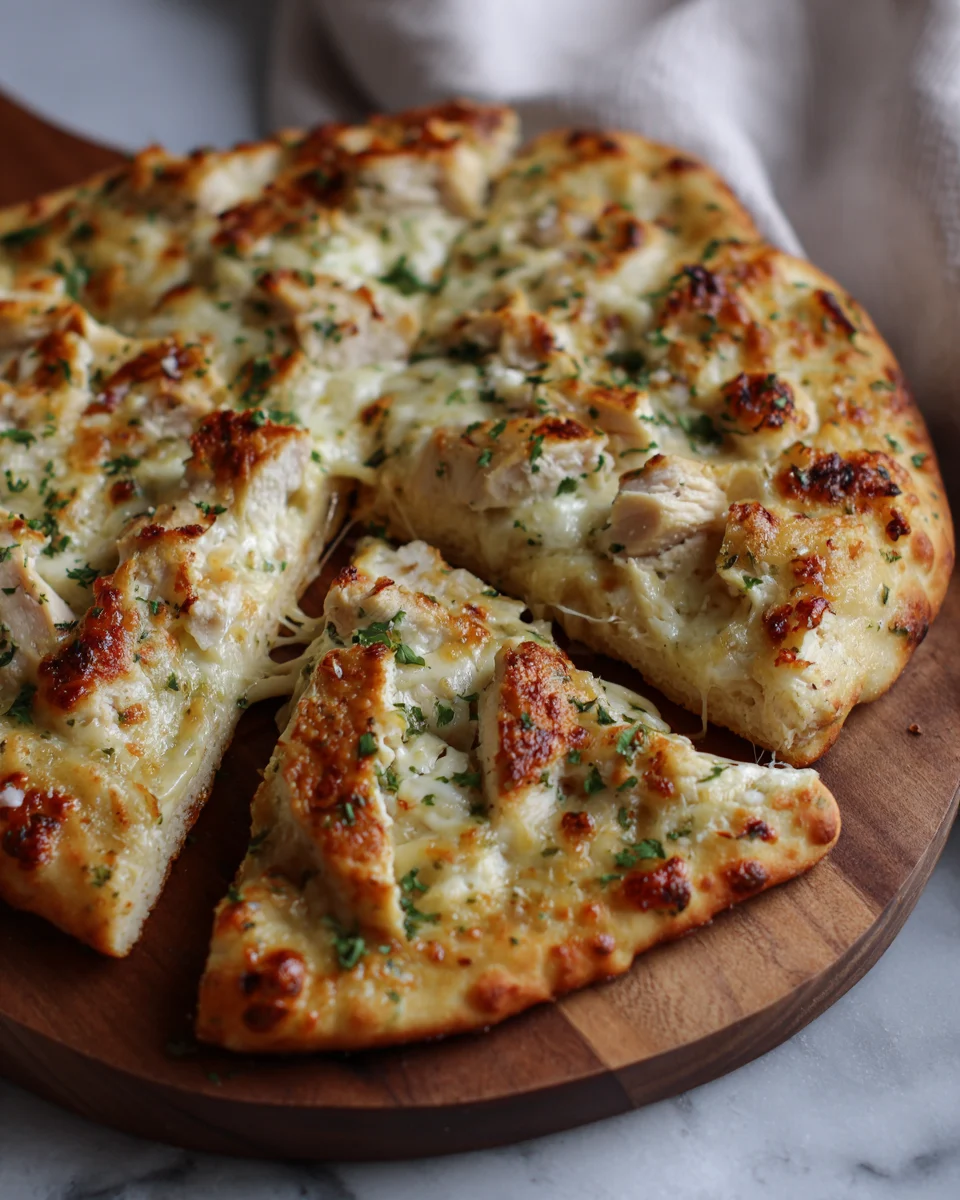 Roasted Garlic Ricotta Chicken Flatbread