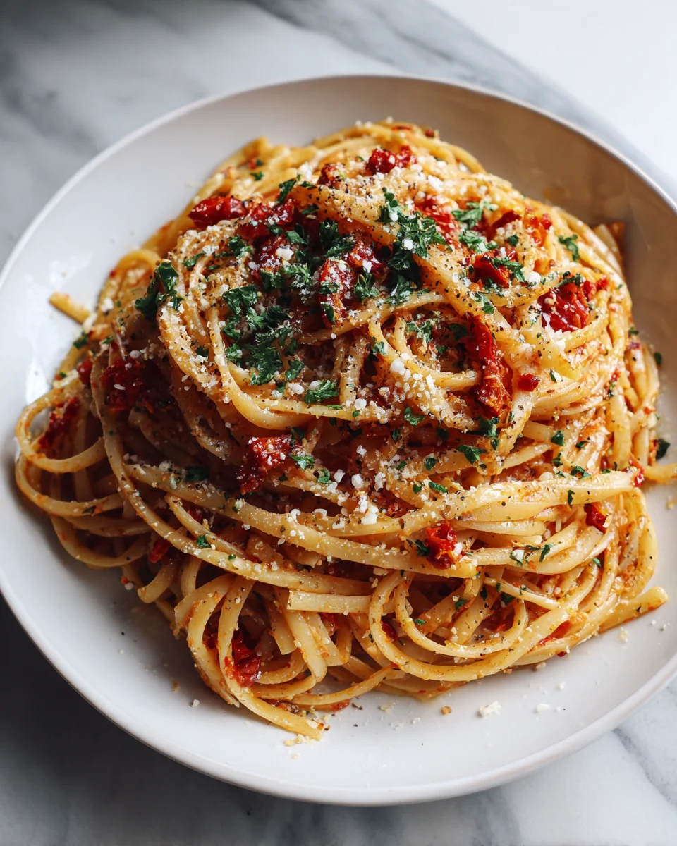 Roasted Red Pepper Parmesan Linguine