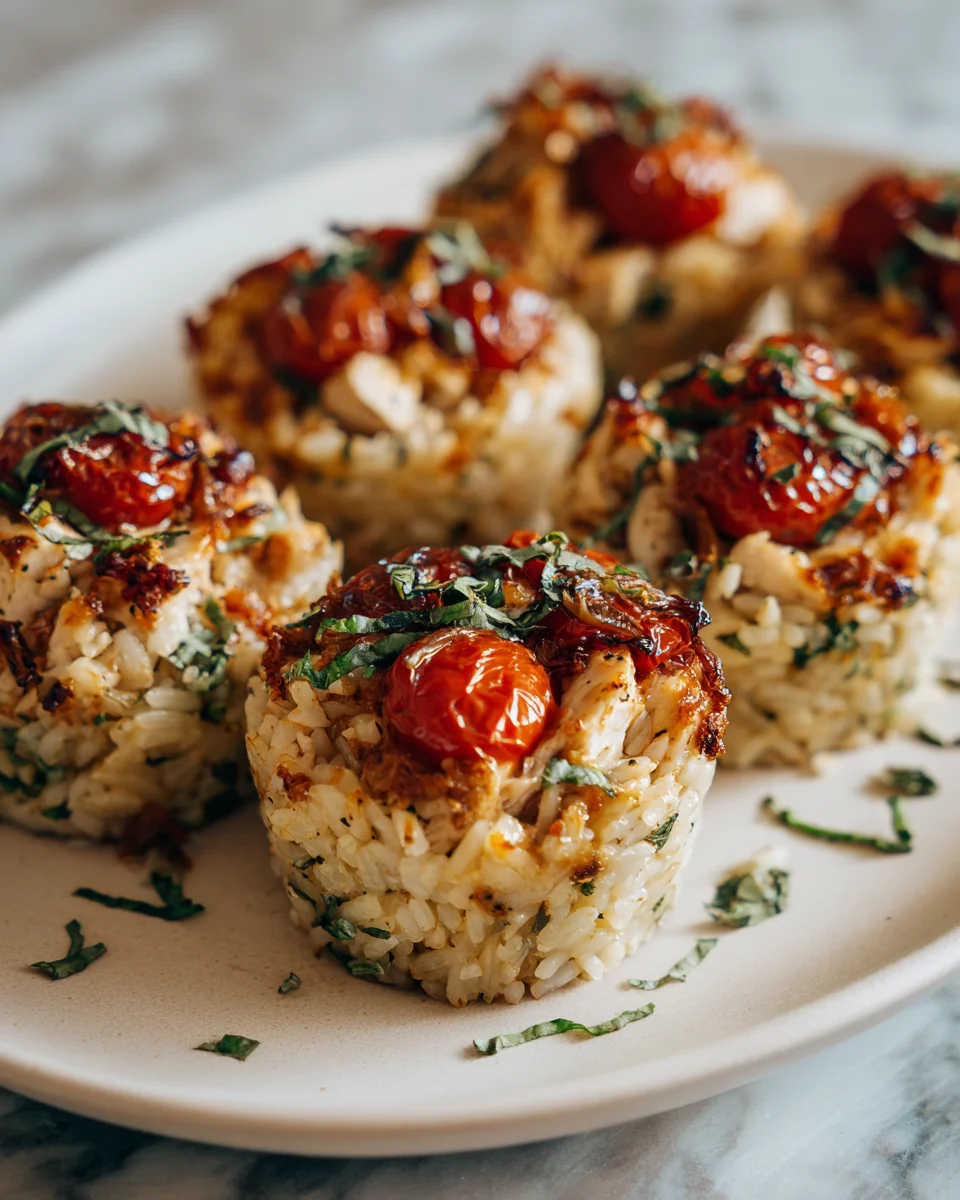 Roasted Tomato Basil Chicken Rice Cups