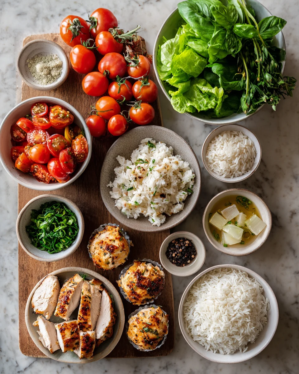 Roasted Tomato Basil Chicken Rice Cups