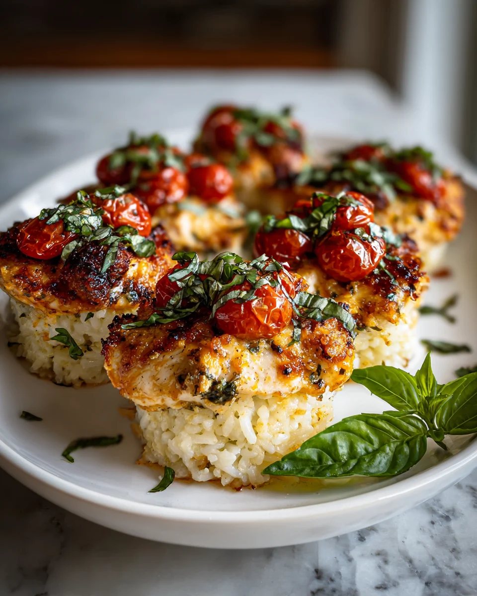 Roasted Tomato Basil Chicken Rice Cups