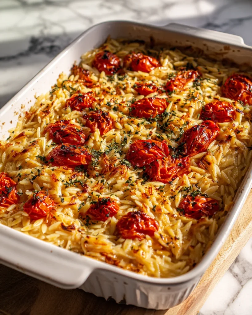 Roasted Tomato Garlic Orzo Bake