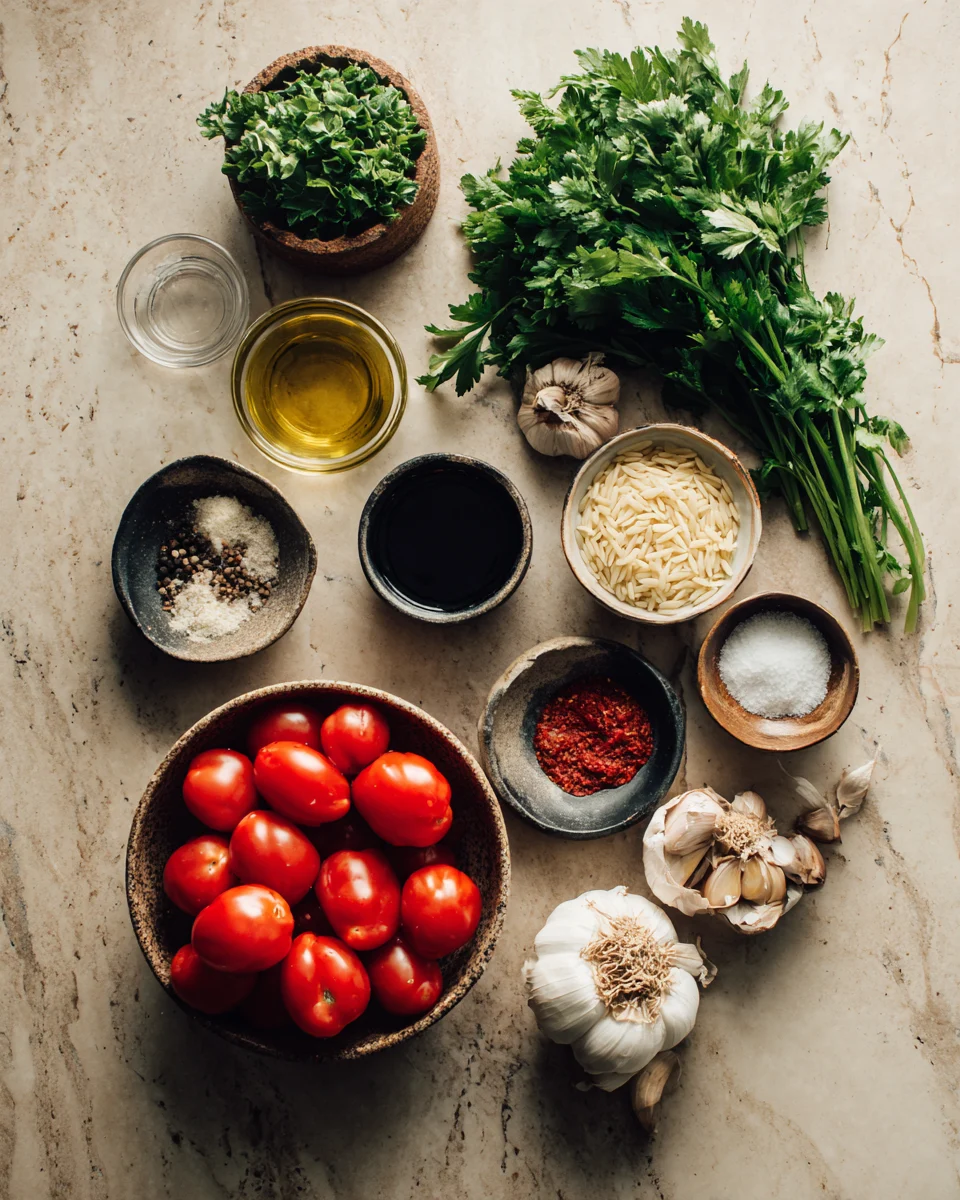 Roasted Tomato Garlic Orzo Bake