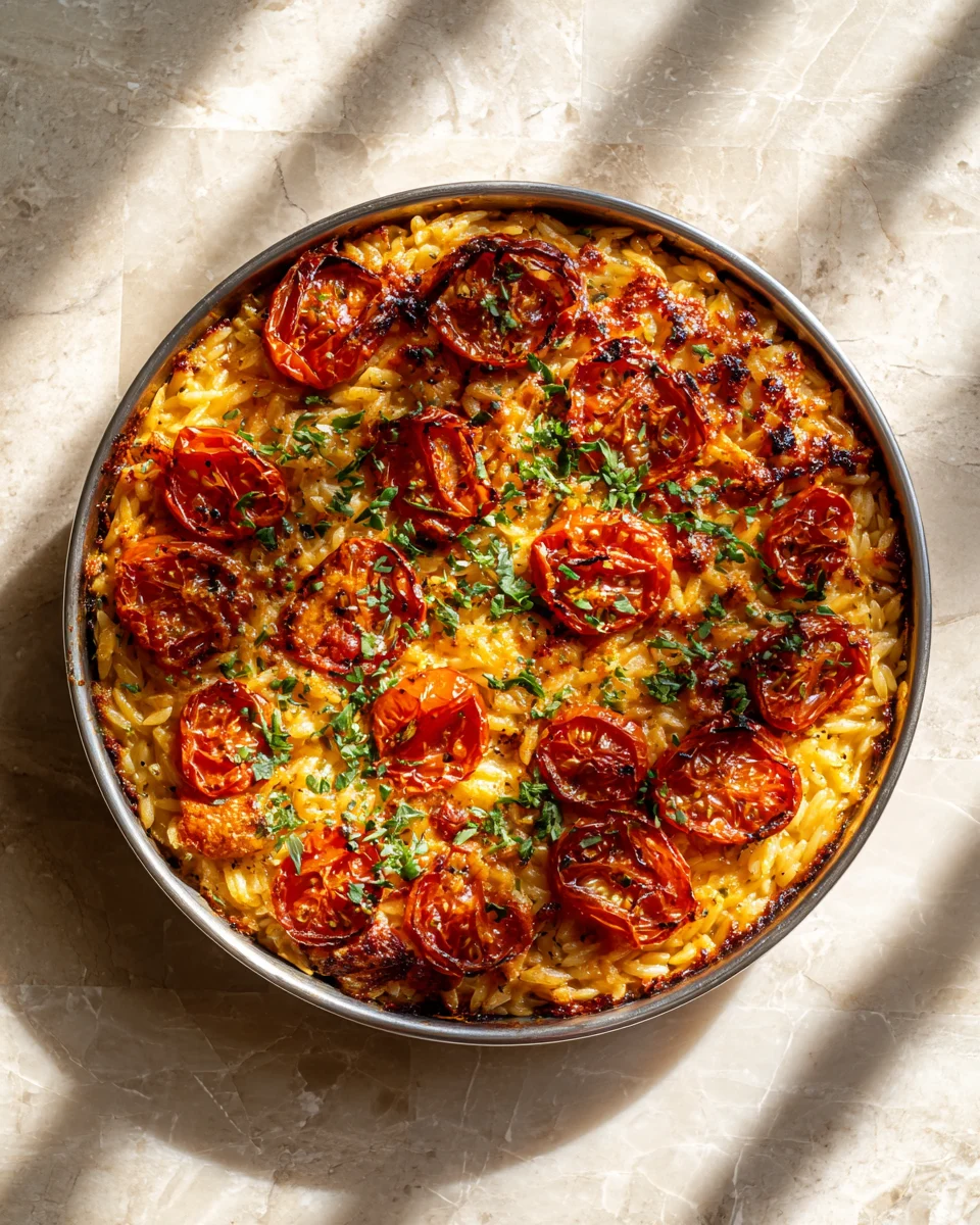 Roasted Tomato Garlic Orzo Bake
