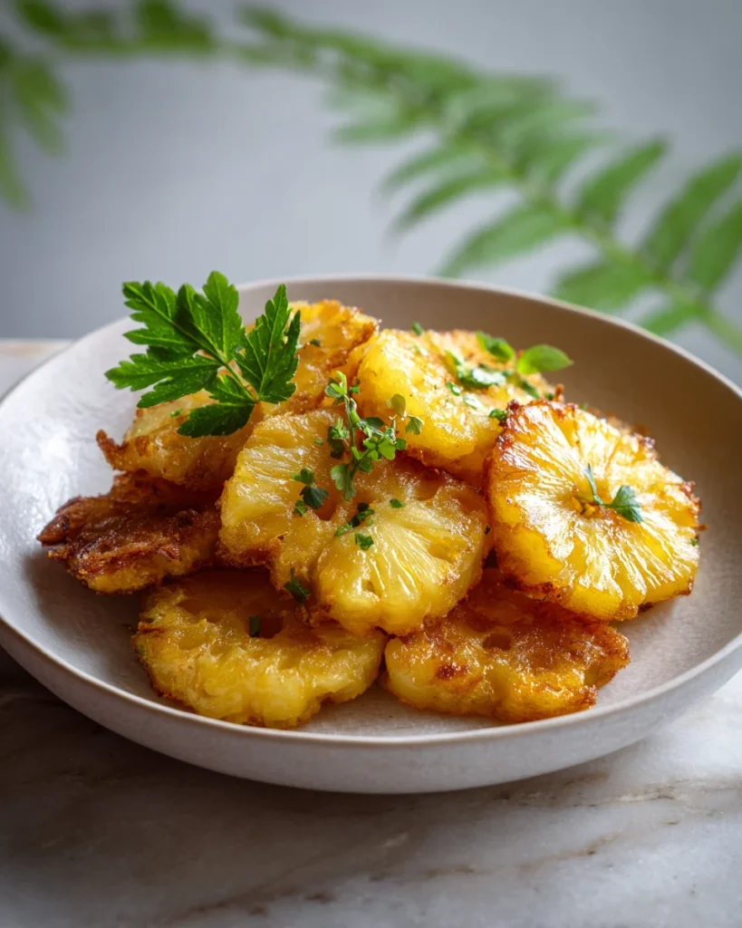 Rum-Soaked Fried Pineapple