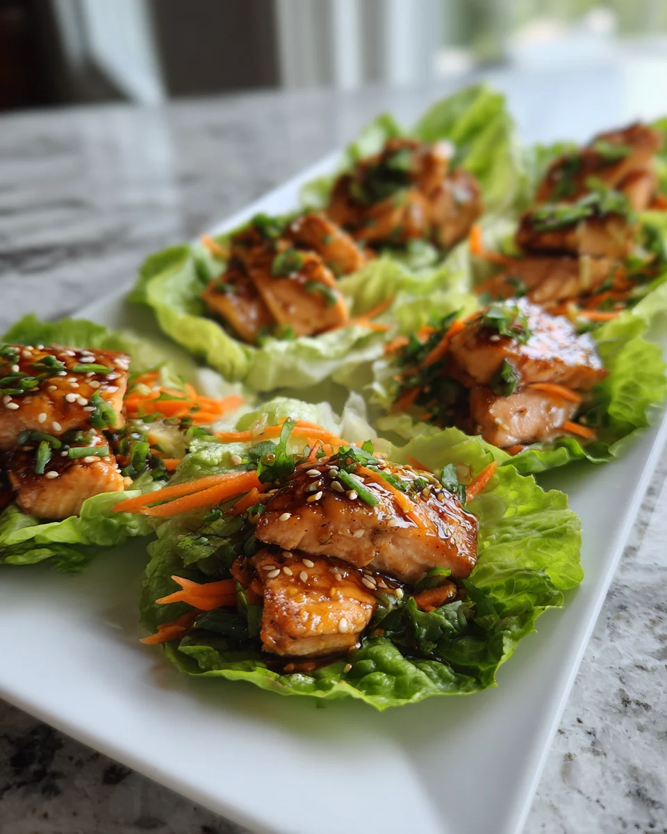 Sesame Ginger Salmon Lettuce Cups