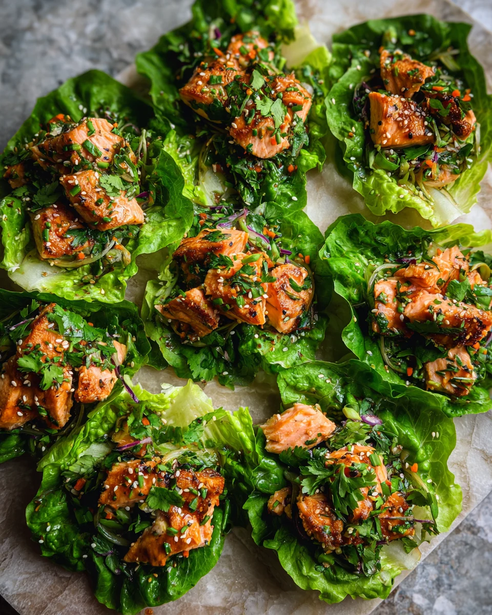 Sesame Ginger Salmon Lettuce Cups