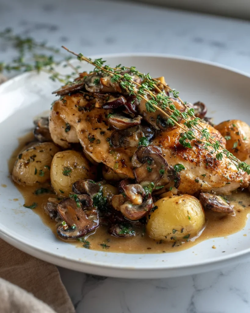 Skillet Chicken and Mushroom Wine Sauce