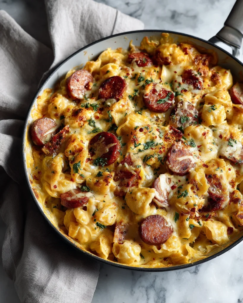 Smoked Sausage Macaroni Cheese Skillet