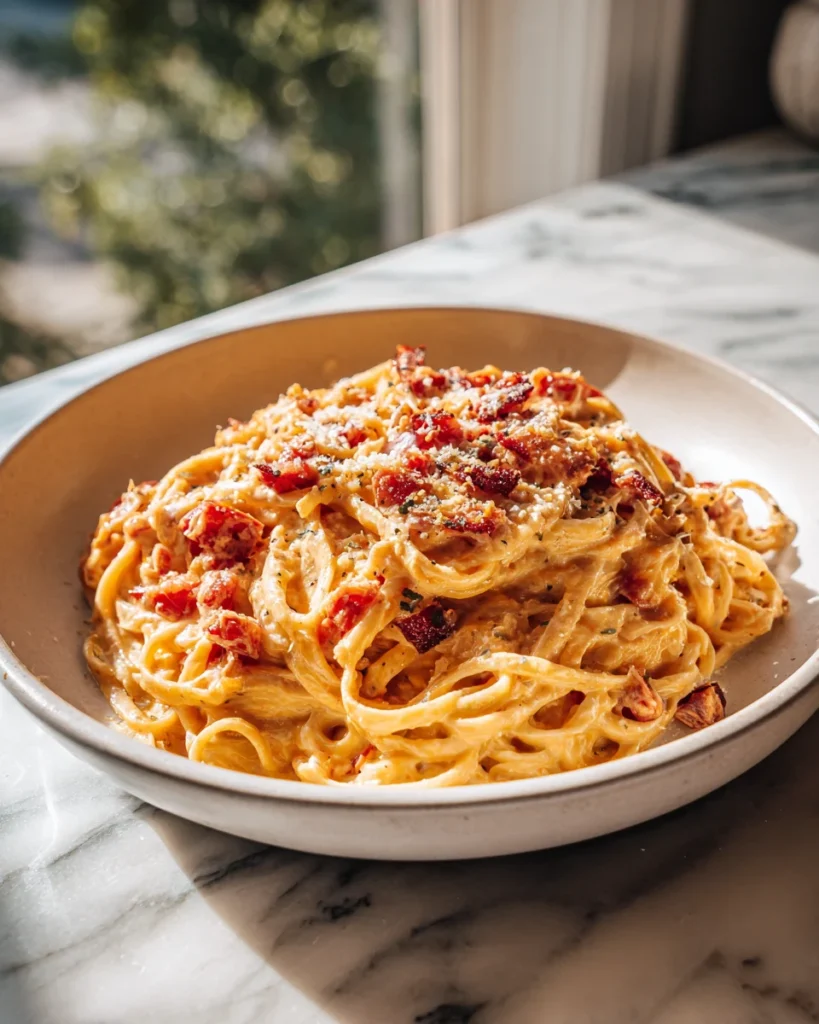 Smoky Bacon Tomato Alfredo Pasta