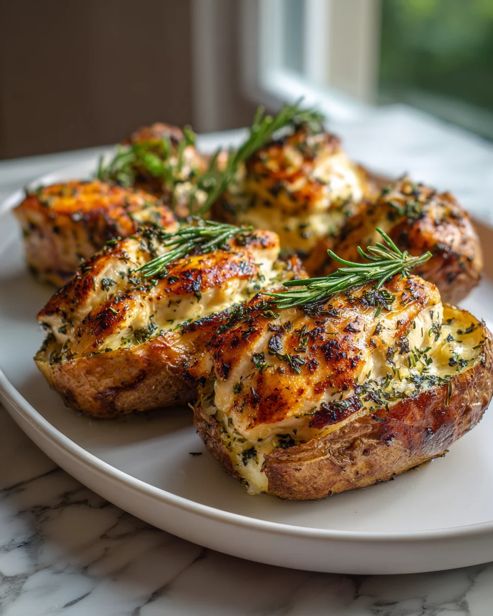 Smoky Garlic Chicken Stuffed Potatoes
