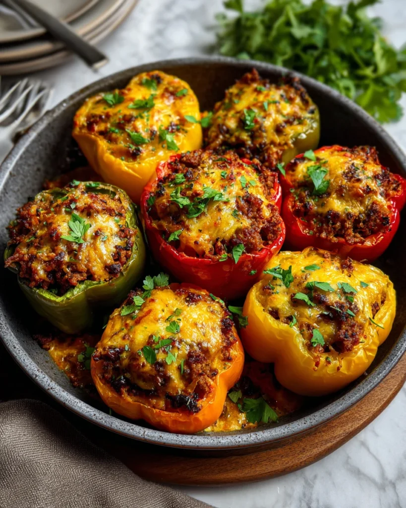 Spicy Beef Stuffed Peppers Skillet