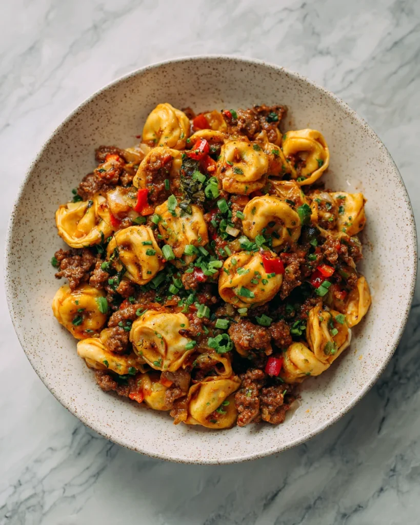 Spicy Garlic Beef Tortellini Skillet