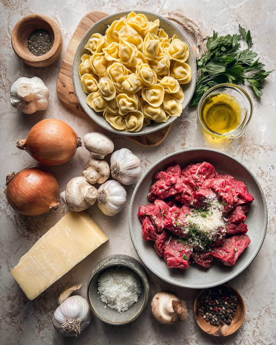 Spicy Garlic Beef Tortellini Skillet