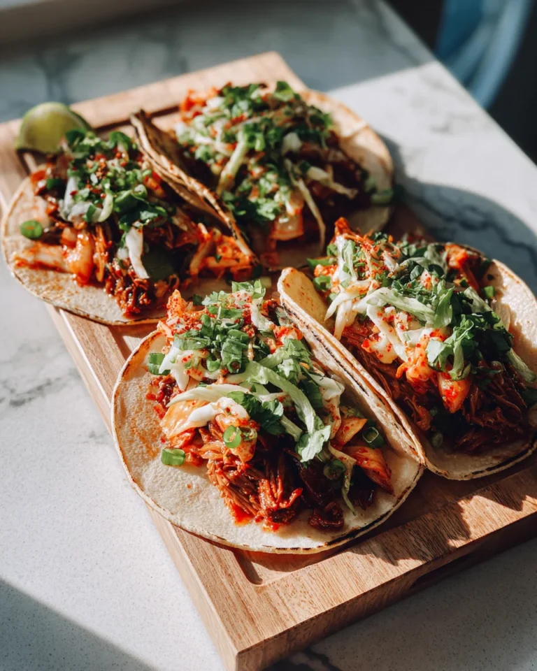 Spicy Korean BBQ Tacos with Fast Kimchi