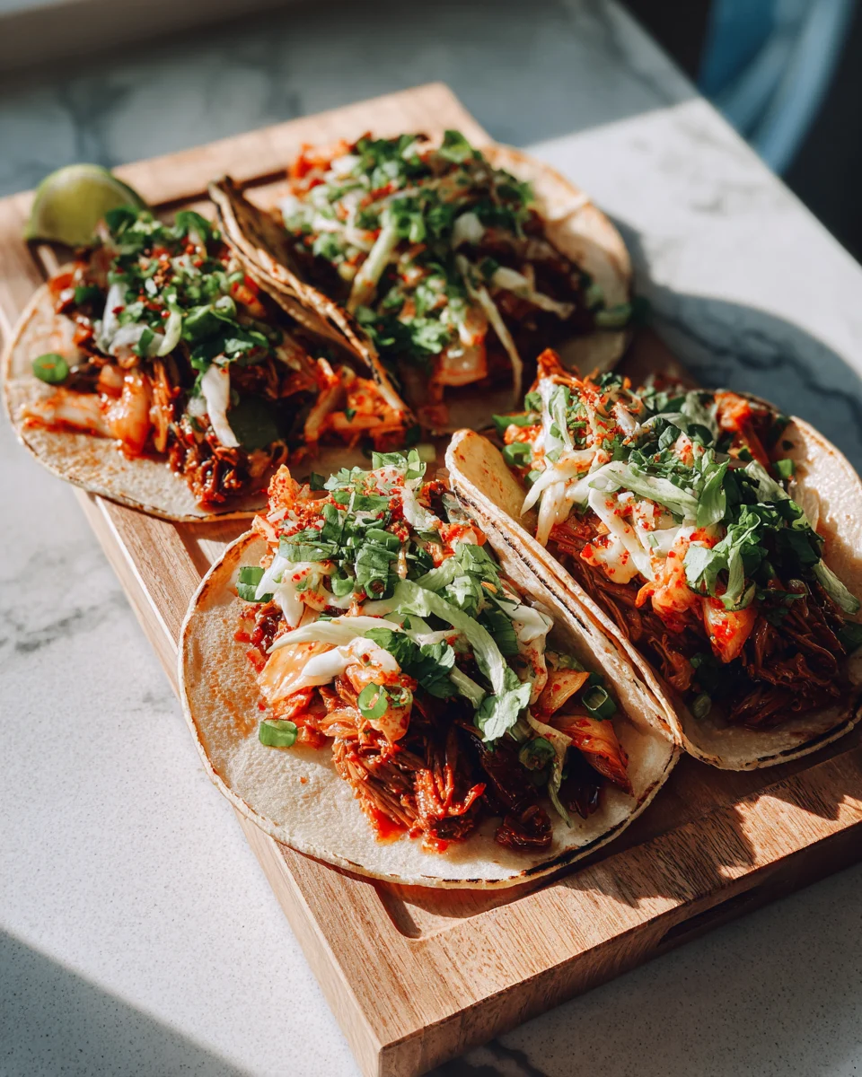 Spicy Korean BBQ Tacos with Fast Kimchi