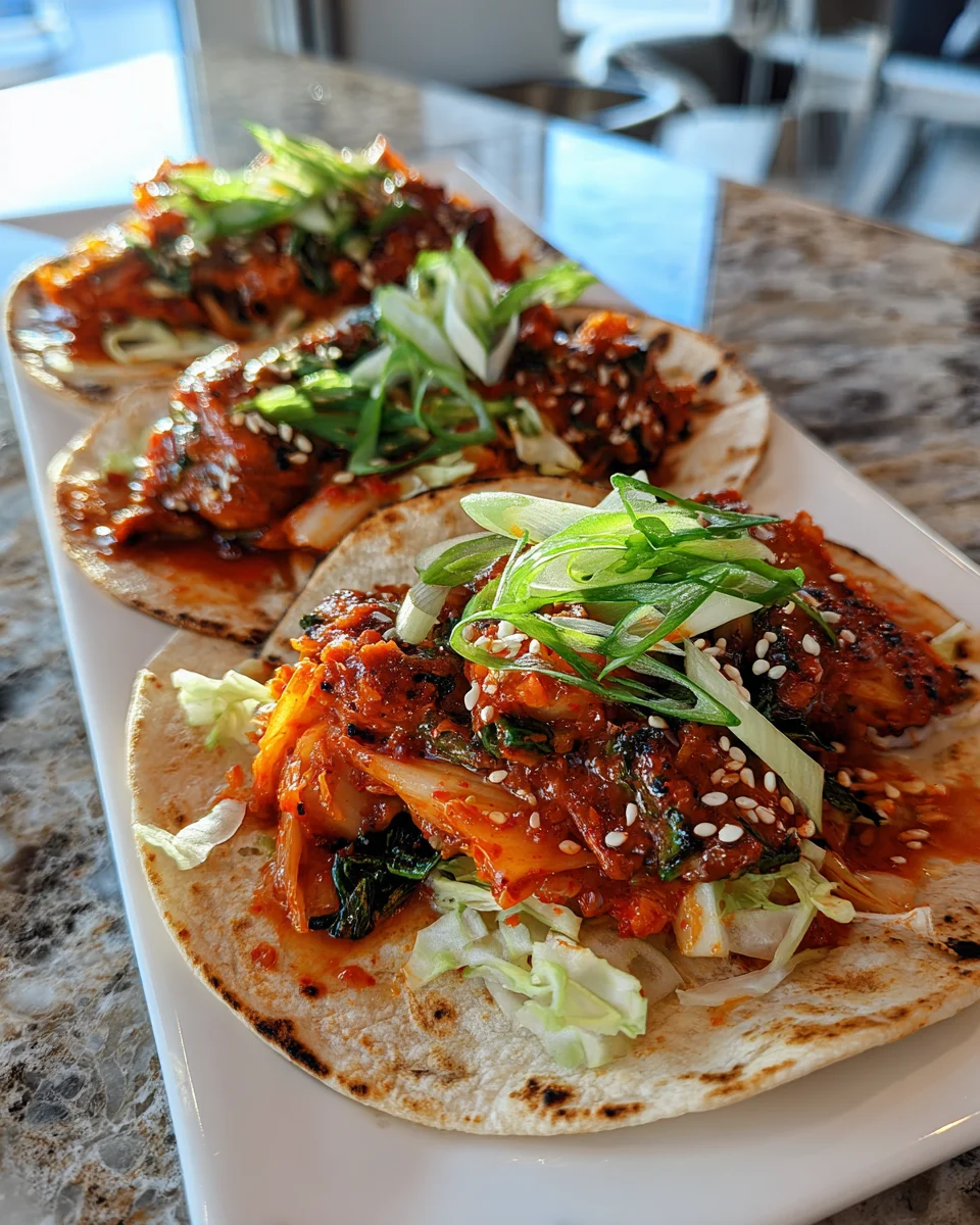 Spicy Korean BBQ Tacos with Fast Kimchi