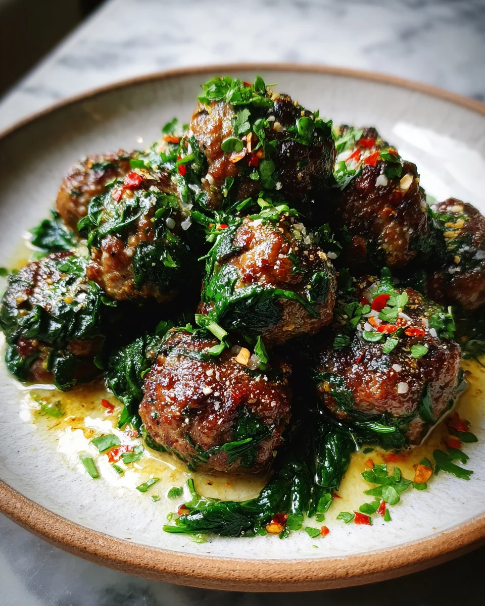 Spinach Garlic Meatballs