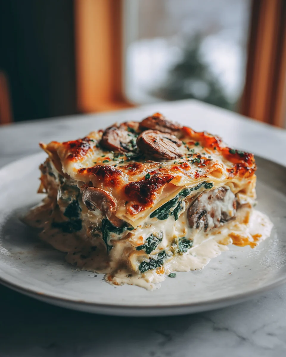 Spinach and Mushroom White Lasagna