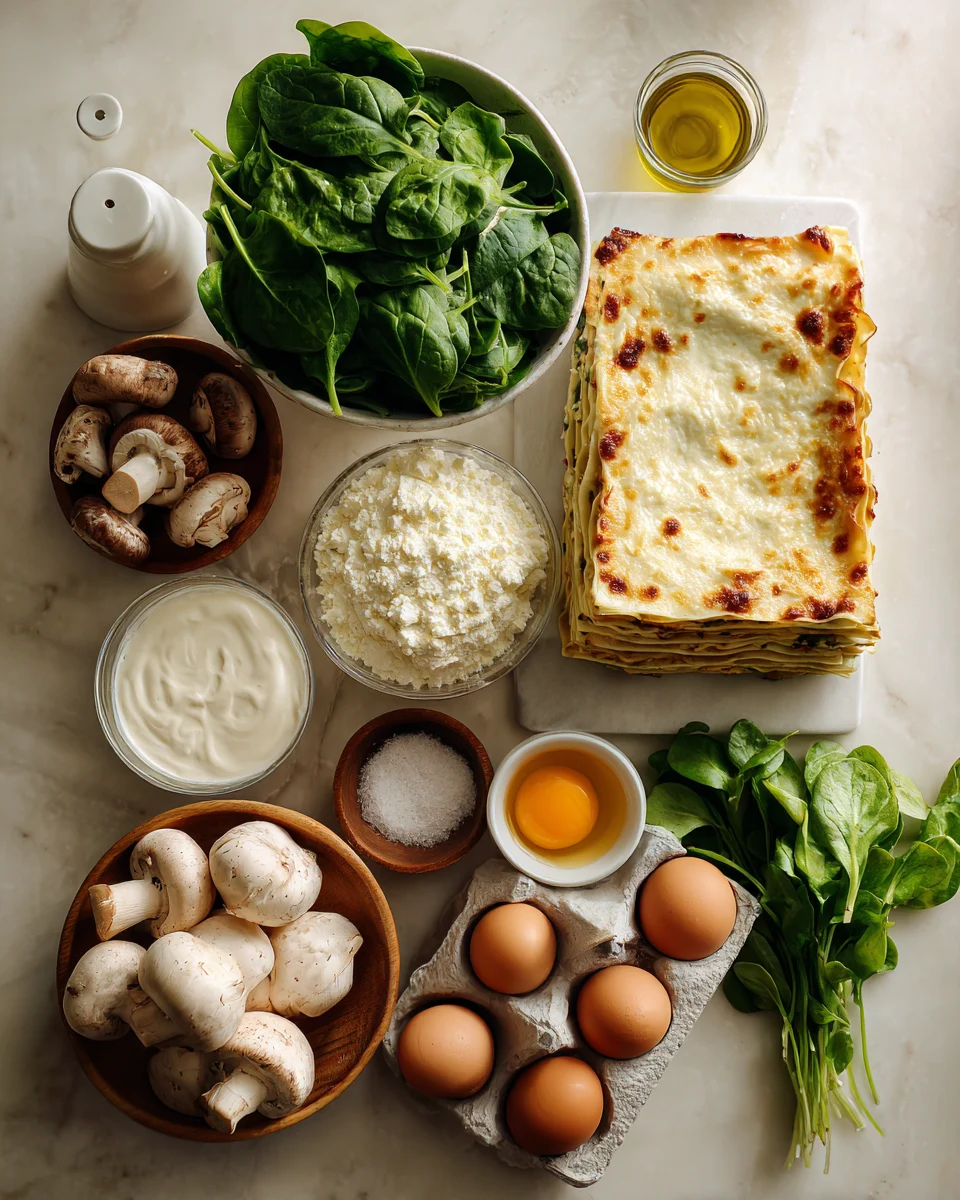 Spinach and Mushroom White Lasagna